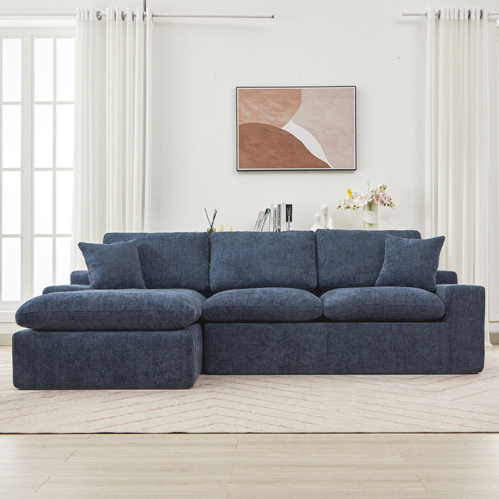 Cloud Sectional Sofa With Double Layer Cushion And Side Pockets, Free-Combined