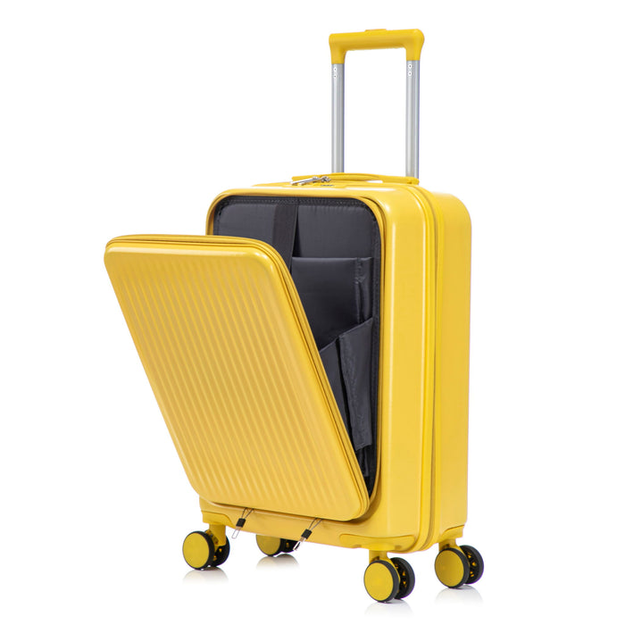 Luggage Set With Cosmetic Case, Combination Lock, Front Opening Design
