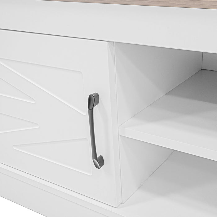 Hall Tree With Bench And Shoe Storage, 5 In 1 Entryway Organizer Cabinet With Coat Rack, 4 Shoe Cubbies & 7 Hooks - White