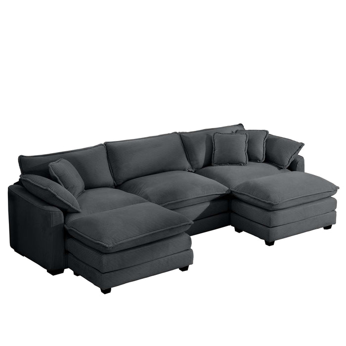 Modular Oversized Cushion Sofa With Ottoman, Low Back, Deep Seating Sofa Set