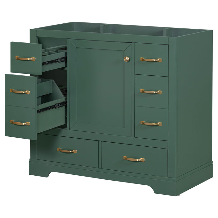 Modern Bathroom Vanity Base Only, 6 Drawer Storage With Adjustable Shelf