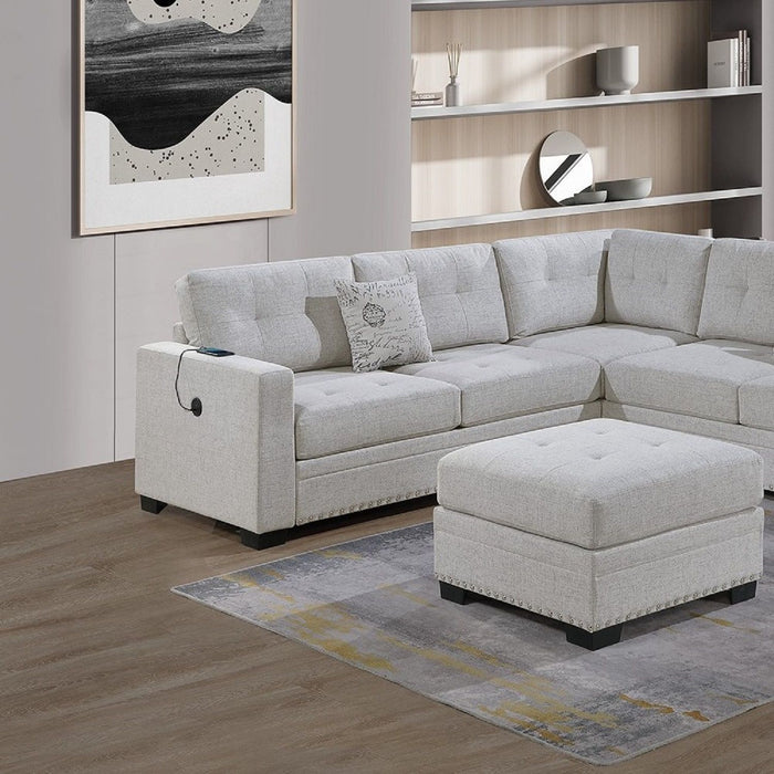 Casual Simple Tufted Sectional 4 Piece Set With USB Loveseat