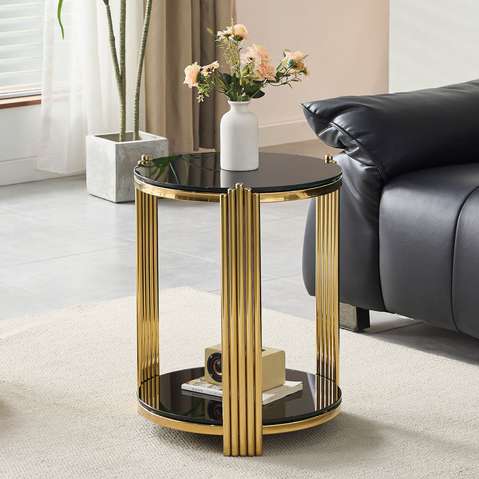 Round Table With Double Layer Storage