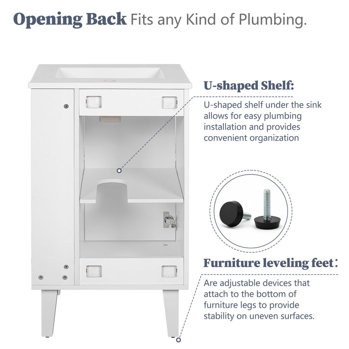 Bathroom Vanity With Sink, Soft-Close Door, Half-Moon Pulls