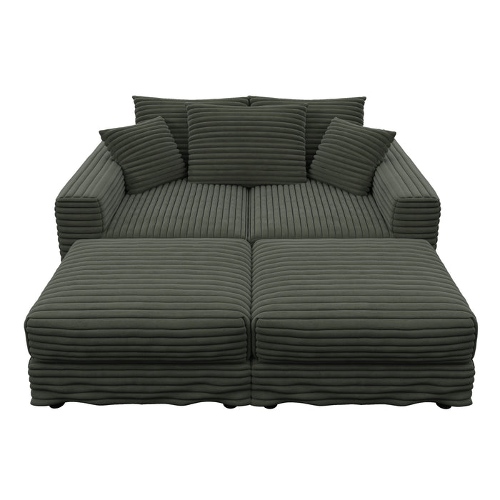 Convertible Deep Seat Sofa With Soft Pillows And Ottomans