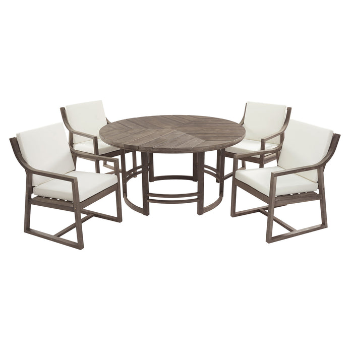 5 Piece Outdoor Dining Set, Patio Table And Chairs With Umbrella Hole