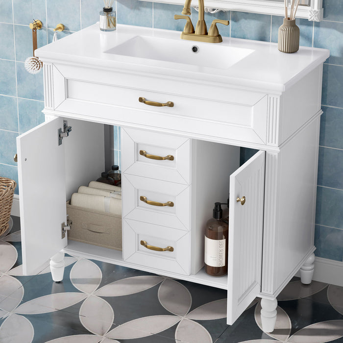 Modern Freestanding Bathroom Vanity With Sink, Cabinet, Soft-Close Drawers, Tip-Out Tray