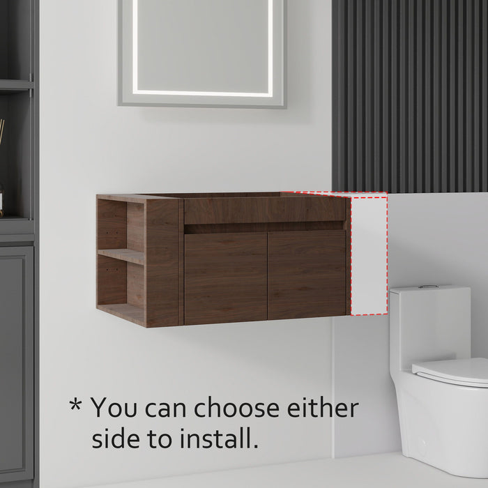 Floating Bathroom Vanity Cabinet, Soft Close Double Drawers, Open Side Storage, Wall Mounted, Cabinet Only