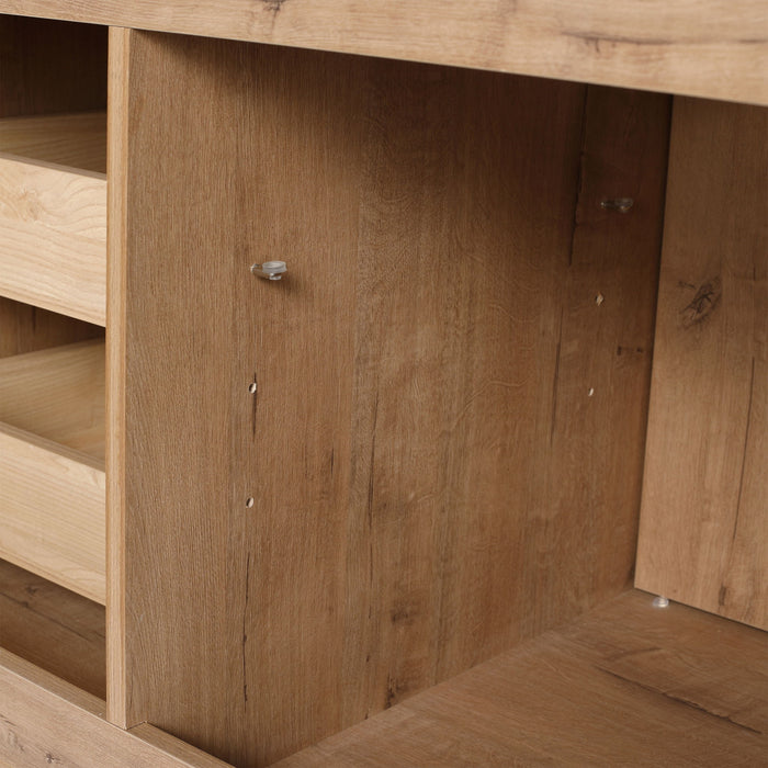 60" Freestanding Bathroom Vanity With Double Sink, Soft Close Doors, 3 Drawers - Imitative Oak