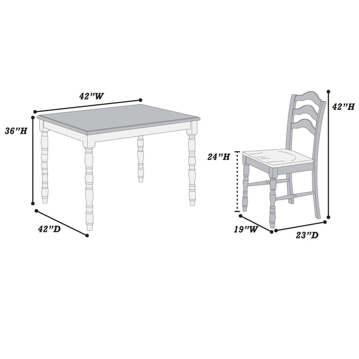 5 Piece Counter Height Dining Set With Table 4 Chairs - Oak / White