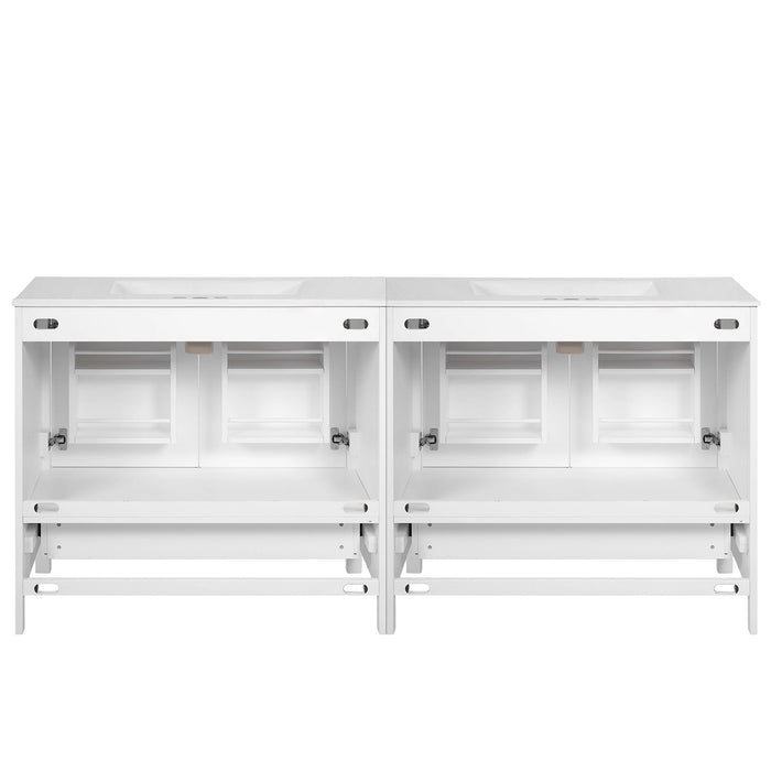 Bathroom Vanity With Sink, Soft Close Doors, Double Storage Shelves & Divided Drawer Ample Storage - White
