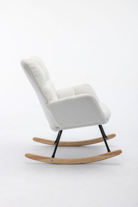 Teddy Fabric Rocking Gilder Nursery Chair For Living Room Indoor - Ivory