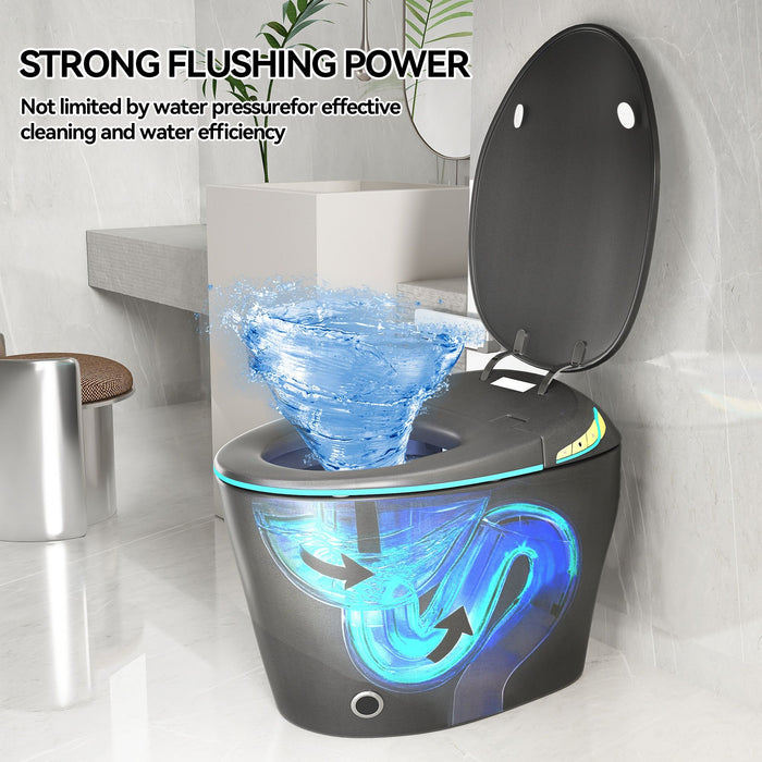 Unique Smart Toile With Built In Bidet, Auto Open / Close Seat, Foot Sensor, LED Display, Night Light, Warm Water & Dryer Ceramic