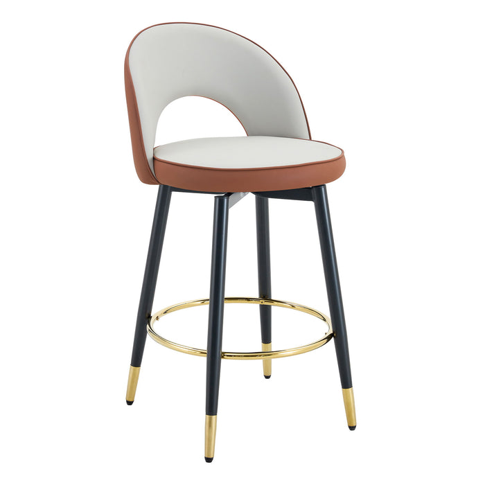 Upholstered Rotatable Bar Chair With Metal Legs For Dining Room