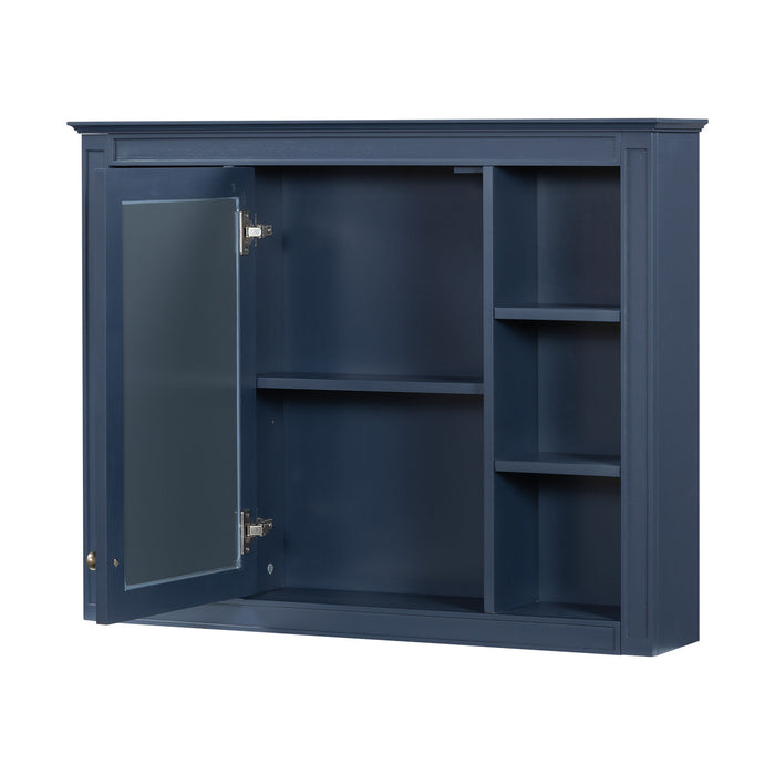 Wall Mounted Medicine Cabinet With Mirror, Storage Cabinet Featuring 6 Open Shelves And Adjustable Interior