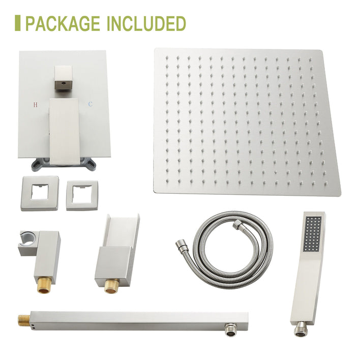 10" Wall Mounted Square Shower System With Rough In Valve
