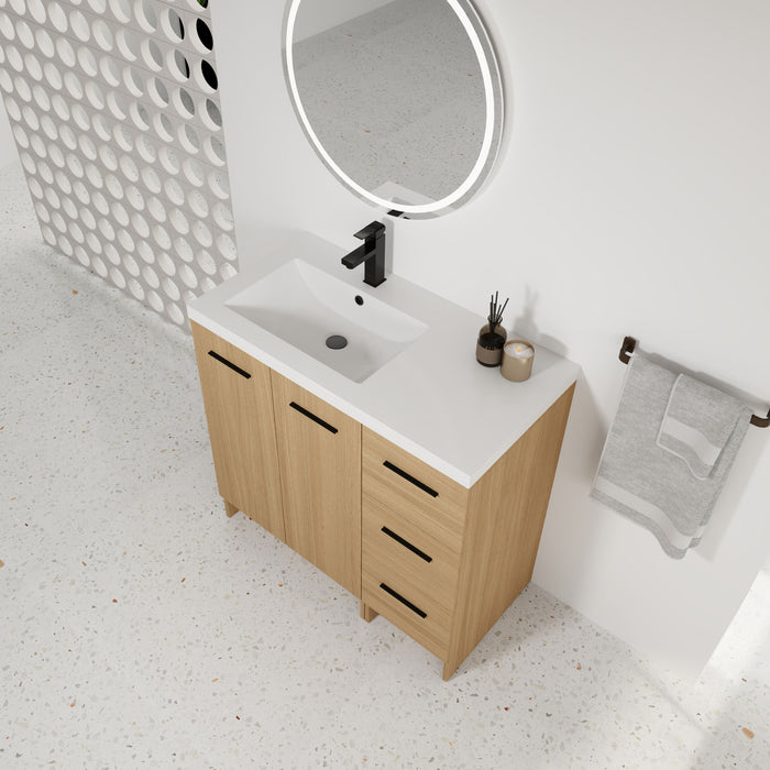 Wall Mounted Floating Bathroom Vanity With Sink, Door & Drawers Modular Cabinet