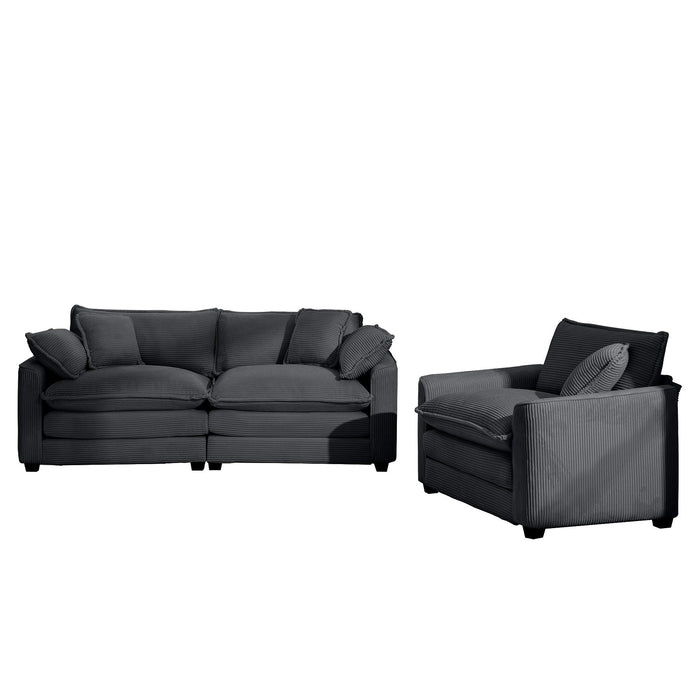 Elegant Corduroy Oversized Sectional Sofa Set With Deep Seats And Flexible Layout