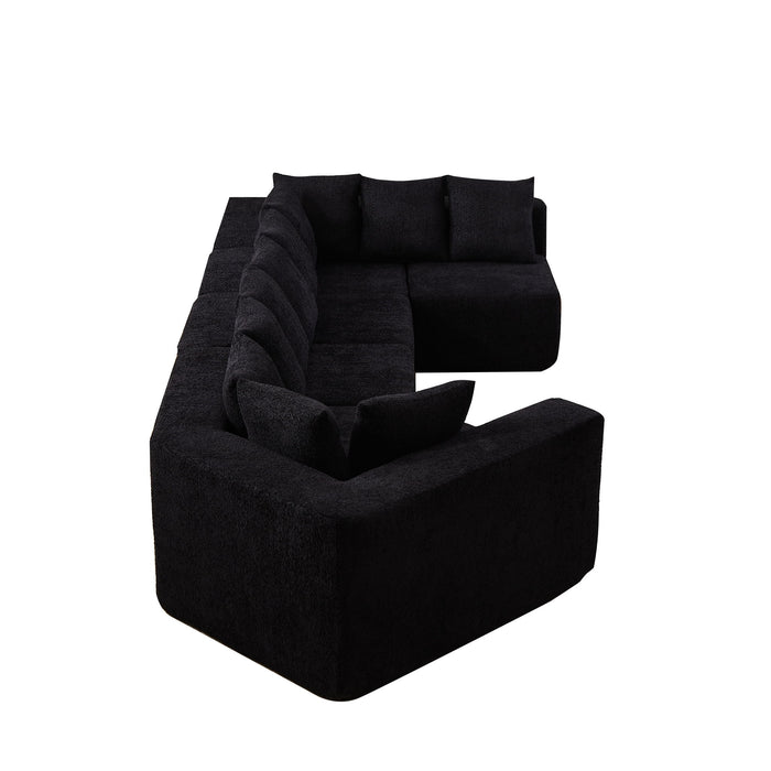 L - Shaped Modular Sofa With Deep Seat And 11 Pillows