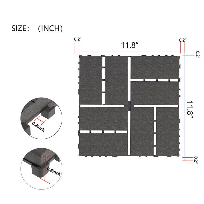 Plastic Interlocking Deck Tiles Patio Deck Tiles Waterproof Outdoor Use