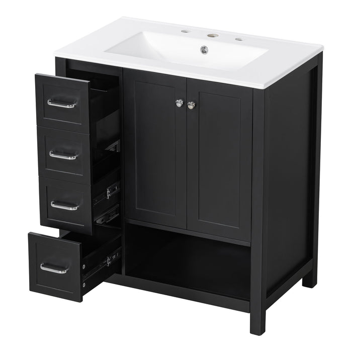 Bathroom Vanity With Sink Top, Bathroom Vanity Cabinet With 2 Doors And 2 Drawers, Open Shelf