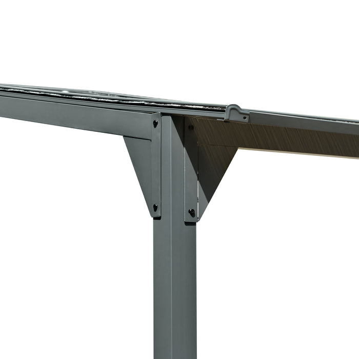 Outdoor Wall Mounted Gazebo With Sloped Roof Design, Uv Protection, And Durable Iron Frame - Gray