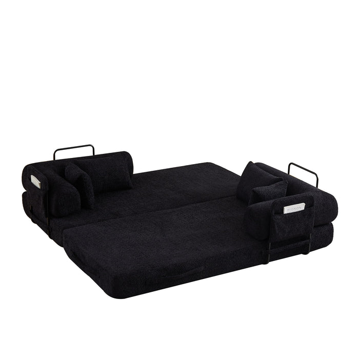 Convertible Sleeper Sofa Bed With Cylindrical Pillow