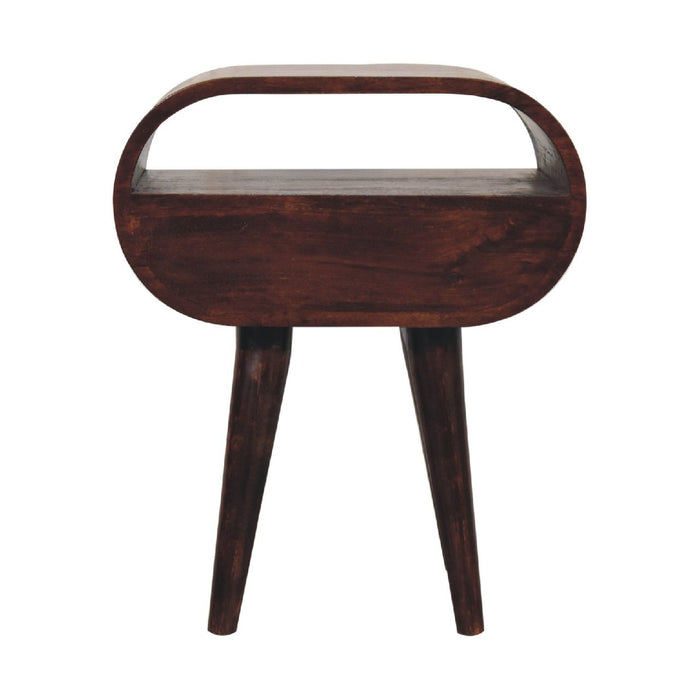 Nordic Circular Bedside Table With Open Slot - Walnut