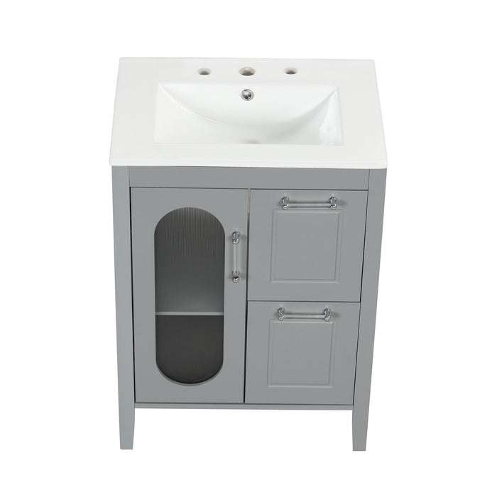 Modern Bathroom Vanity With Sink, Cabinet With 2 Drawers And Door, Adjustable Shelf