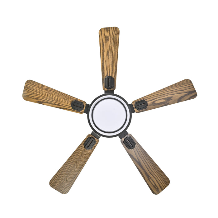 5 Blades Ceiling Fan With LED Light 3000 - 6500K Dimmable, 6 Speed Levels, Reversible Ceiling Fan - Matte Black