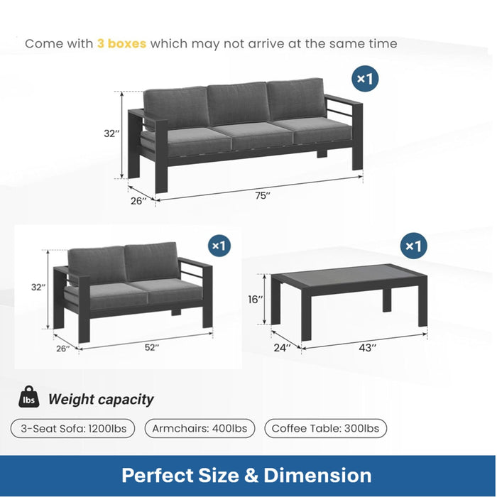 Outdoor Patio Set All-Weather With Thick Cushions