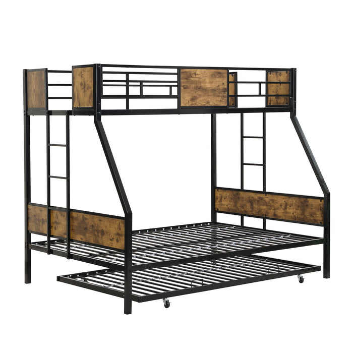 Modern Metal Bunk Bed With Side Ladders And Guardrail