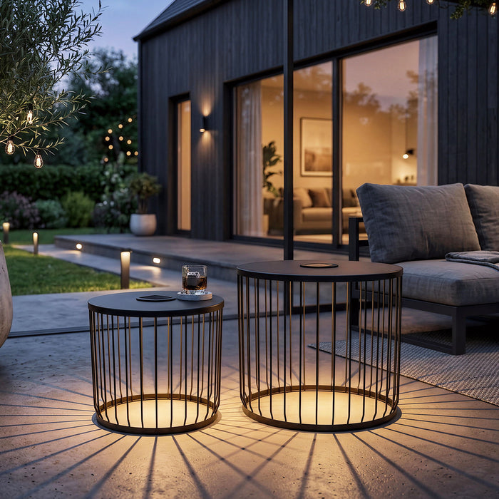 Solar Powered Nesting Side Table Set - Black