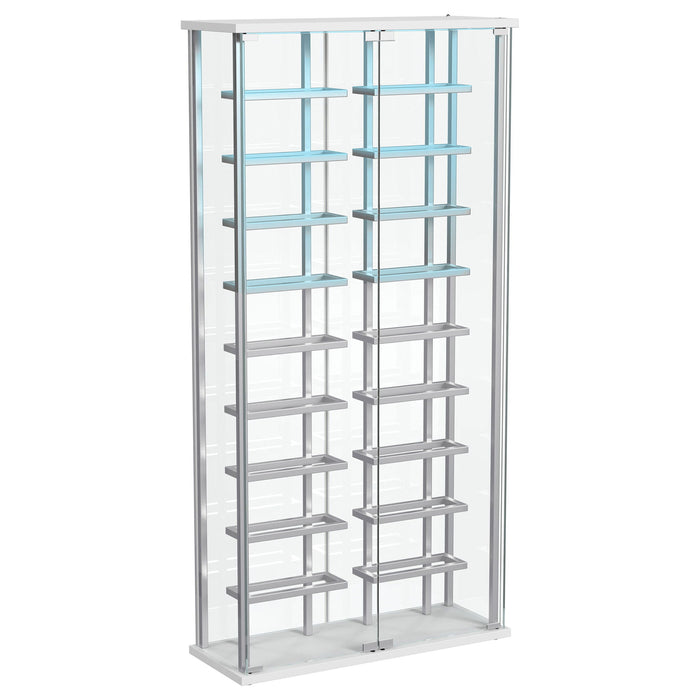Wine Storage LED Curio Cabinet - Chrome