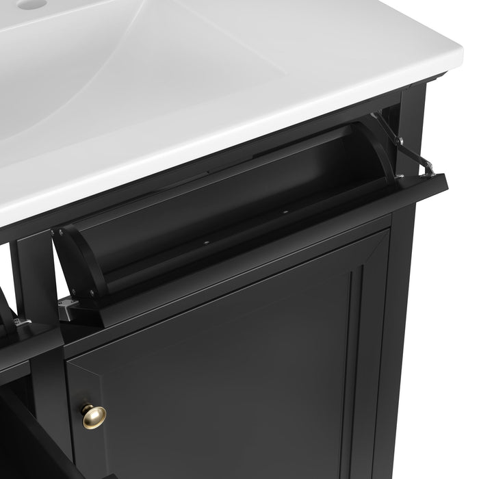 Modern Bathroom Vanity With Sink Top, 4 Drawers And 1 Soft-Close Door