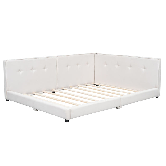 Modern Upholstered Platform Bed With USB Ports And LED Belt