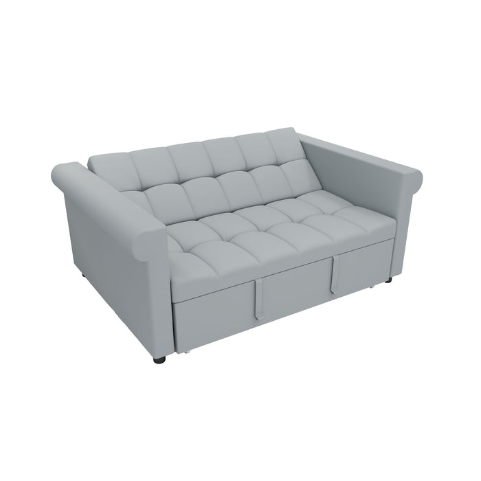 Compact Loveseat With Trundle Sleeper And Storage Pocket - Gray