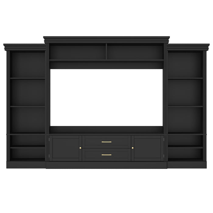 Elegant Entertainment Center Wall Unit With Bookshelves