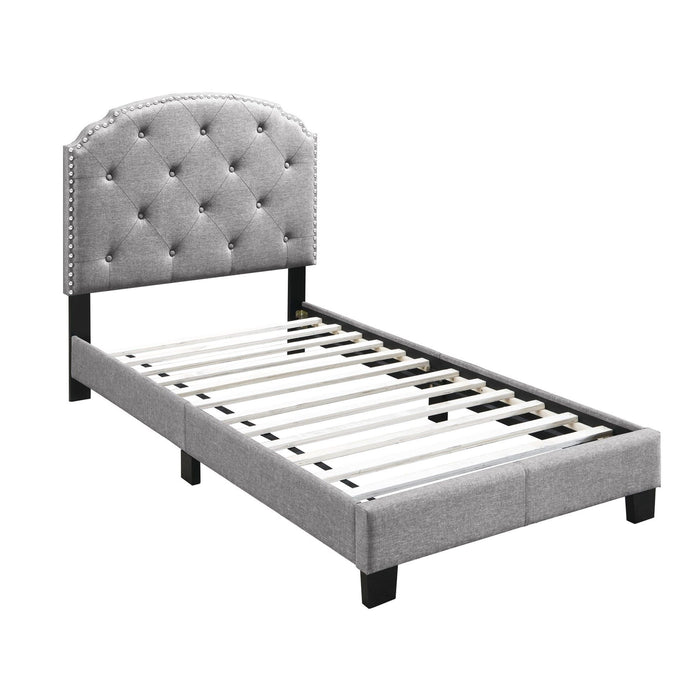 Button Tufted Bed With Nailhead Trim