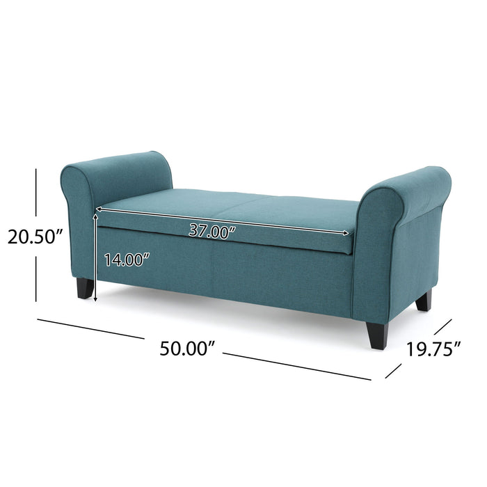 Hayes - Armed Storage Bench With Rolled Arms And Button Tufting