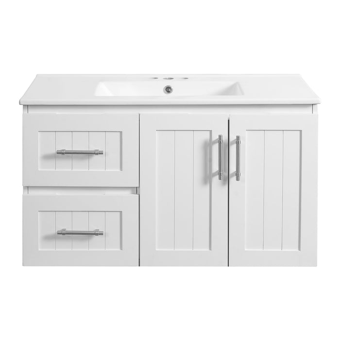 Wall Mounted Bathroom Vanity & Sink, 2 Drawers