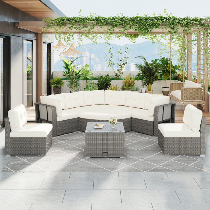 Patio Furniture Set Outdoor Daybed Rattan Sectional With Cushions And Center Table