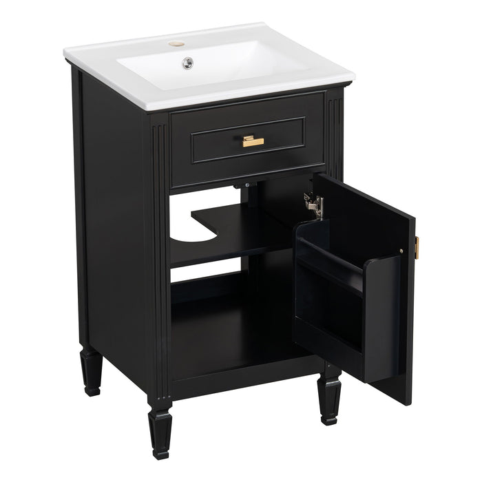 Bathroom Vanity With Sink, Adjustable Shelf, Tilt-Out Drawer