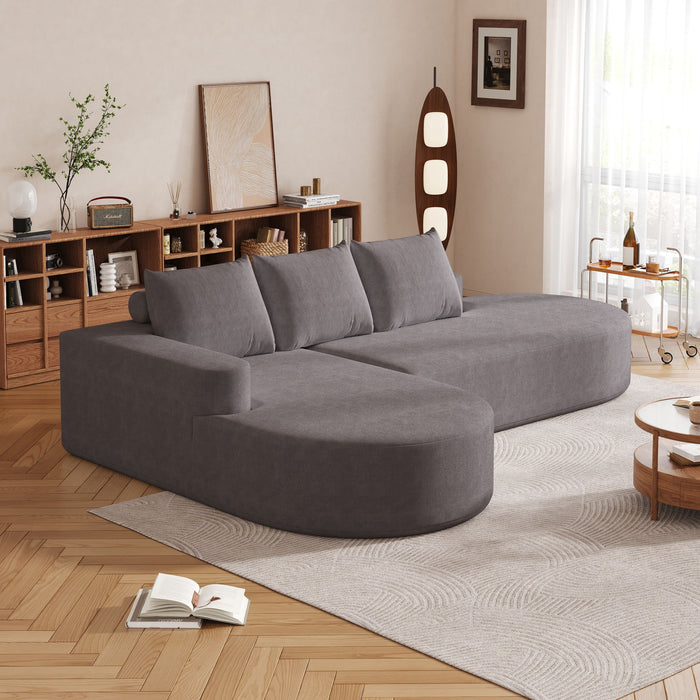 Modern Curved Sofa, L-Shaped Modular Sectional Set With 3 Pillows