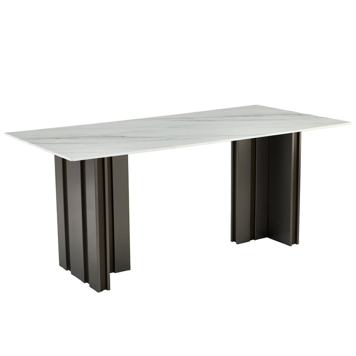 Rectangular Dining Table - Gray / White