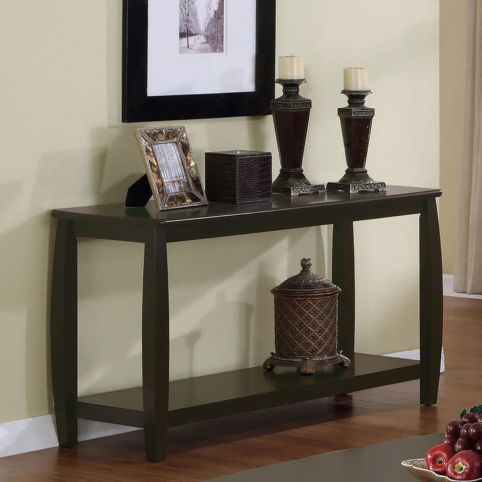 Rectangular Sofa Table With Double Shelf - Brown