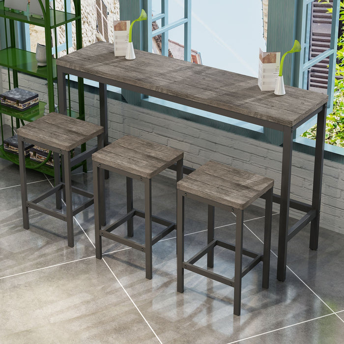 Modern Design Long Dining Table Set With 3 Stools