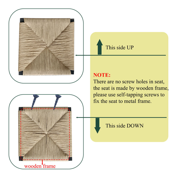 Bar Stools Paper Rope Weave Dining Chairs With Back Hand Weave Stools For Kichen Island, Bar & Counter (Set of 2)