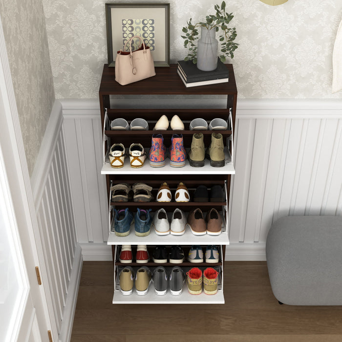 Modern Freestanding Shoe Storage Cabinet With 3 Flip Drawers