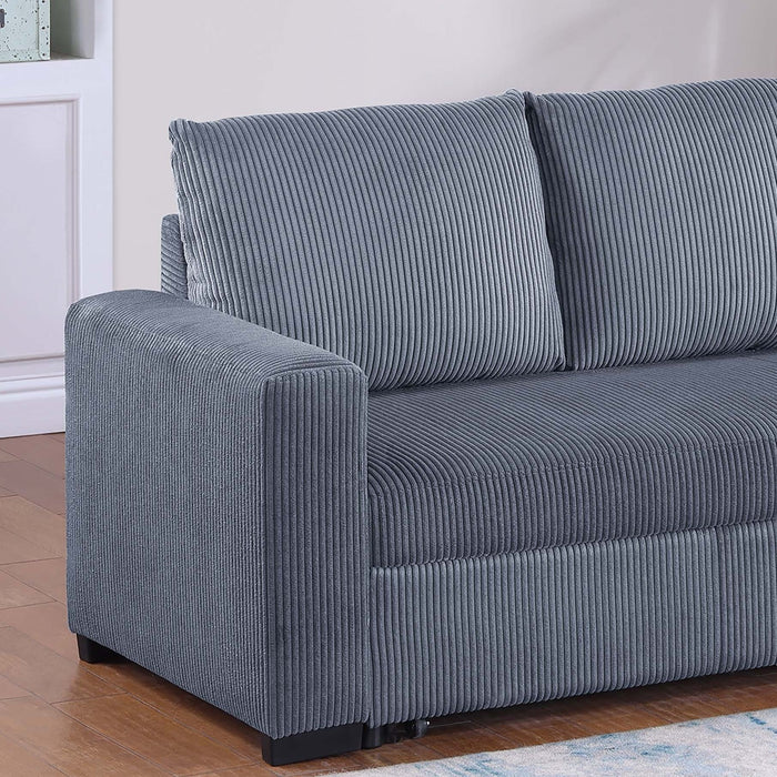 Convertible Sleeper Sofa With Pull Out Bed, Upholstery, Square Arms - Dark Gray